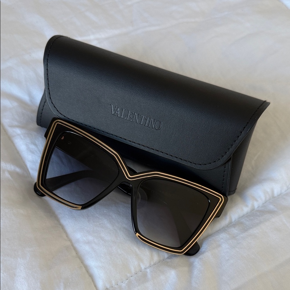 Valentino Black and Gold Cat-Eye Sunglasses - Picture 5 of 5